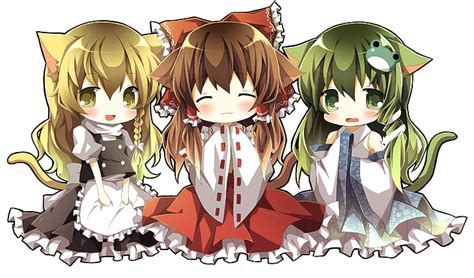 Hd Wallpaper Brunettes Blondes Tails Video Games Touhou Dress Chibi