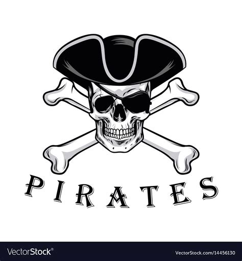 Pirate Skull With Cross Bones Hat And Eyepatch Vector Image Ad