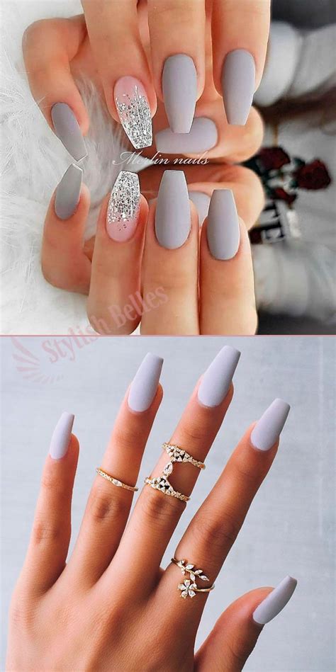 Amazing Gray Coffin Nails Designs Nailart Coffin Nails Designs Best