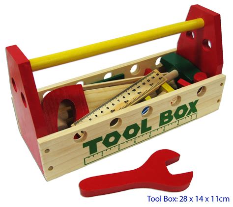 Wooden Tool Box With Tools Size 28 X 14 X 11 Cm