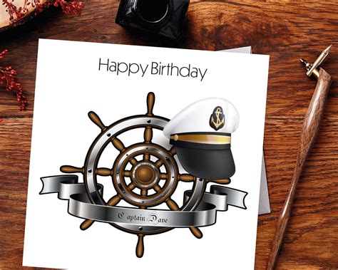 Birthday Card For Boat Captain Personalised With Name Etsy Uk