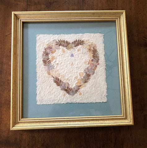 Vintage Framed Dried Flower Art Heart Shaped Wild Flowers Etsy In