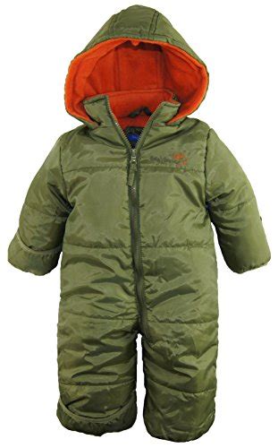 Ixtreme Baby Boys Newborn Solid One Piece Puffer Winter Snowsuit Olive