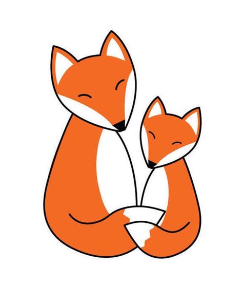 Mother Fox And Baby Fox Hugs Art Print Etsy