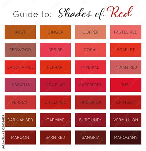 Shades Of Red Color Palette And Chart With Color Names My Xxx Hot Girl