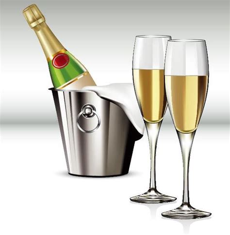 Champagne With Glass Cup Vectors 01 Welovesolo