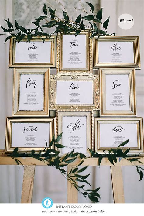 8x10 Wedding Seating Chart Template Calligraphy Table Seating Etsy