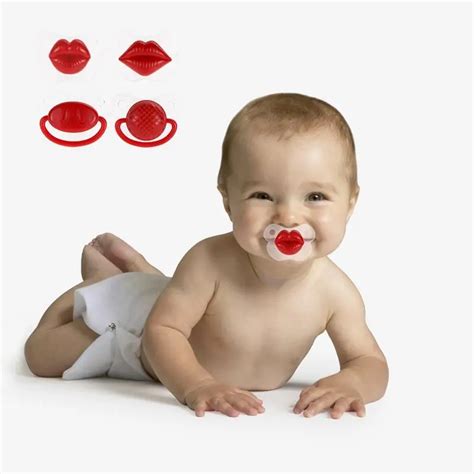Silicone Baby Pacifier Funny Red Lip Teeth Nipple Pacifier Mouth Infant
