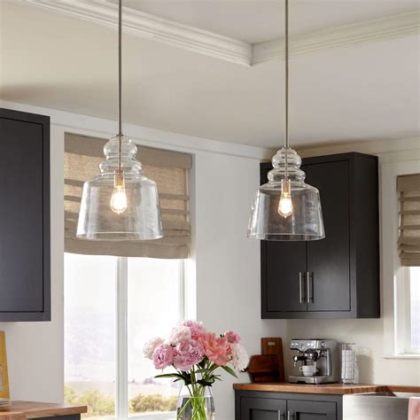 Casamotion pendant lighting hand blown glass modern light fixture for kitchen island, dining room,bar area, over sink,clear seeded color,brushed nickel finish,9 inch diam 4.7 out of 5 stars 282 $54.50 $ 54. #industrialkitchen in 2020 | Kitchen lighting fixtures ...