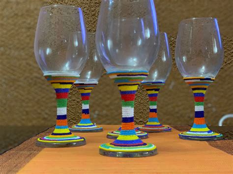 A Set Of 6 Beaded Wine Glasses Beaded Wine Glassesbarware Etsy