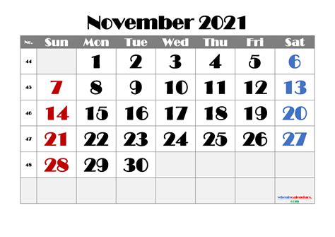 Free Printable November 2021 Calendars Pdf And Image
