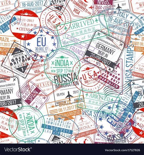 Bhutanese passport refers to an audio recording featuring a spoken word version of the bhutanese passport wikipedia article. Passport stamp seamless pattern international vector image ...