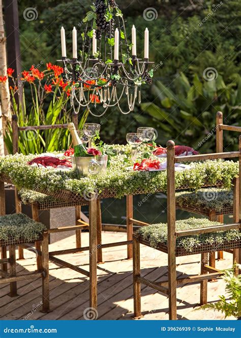 Garden Table Setting Stock Image Image Of Chandelier 39626939