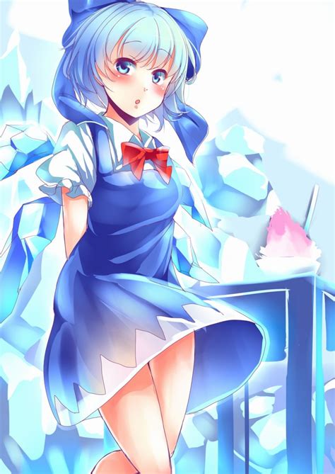 Kanzakietc Cirno Touhou Highres 1girl O Arms Behind Back Bare Legs Blue Bow Blue Dress
