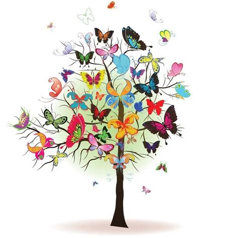 Wall Mural Tree With Butterfly Element For Design Vector Illustration