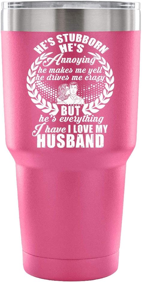 Cute Wife Double Wall Vacuum Insulated Tumblers With Straw I Love My Husband