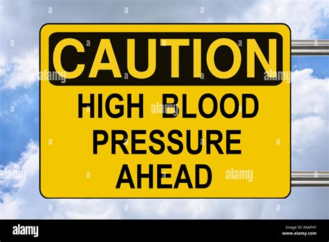 High Blood Pressure Ahead Caution Yellow Road Sign Stock Photo Alamy