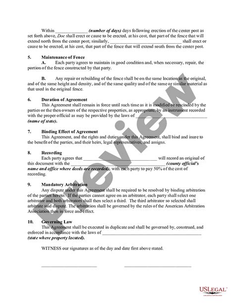 Neighbor Fence Agreement Template Us Legal Forms