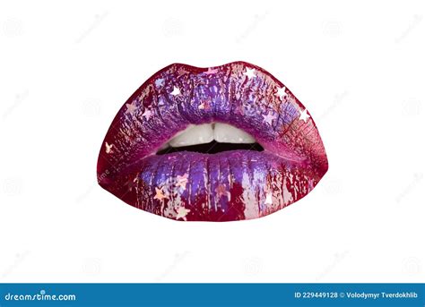 Lips Macro Photo Woman Face Detail Lip Make Up Red Lipstick Tender