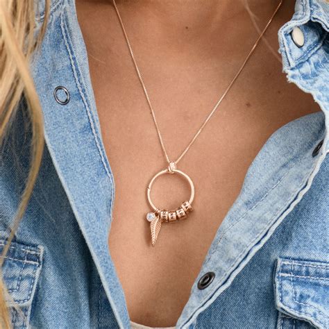 Engrave your name on necklace. Linda Circle Pendant Necklace in 18ct Rose Gold Plating | My Name Necklace AU