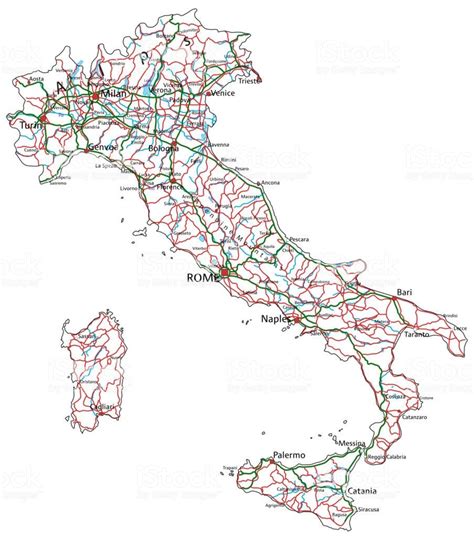 Carte Routière De Litalie Routes Péages Et Autoroutes De Litalie