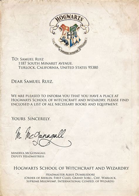 Announce your visit to the wizarding world of harry potter by sending your kids a hogwarts acceptance letter! Hogwarts Acceptance Letter by delhihawks77 on DeviantArt