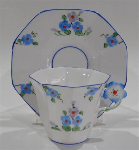Rare Melba England Hand Painted Art Deco Flower Handle Cup Saucer Ebay