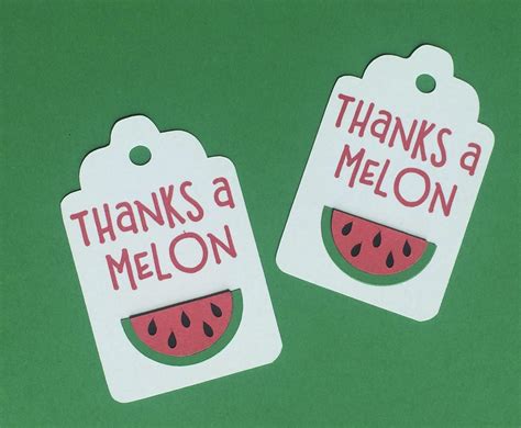 Thanks A Melon Favor Tags Set Of 12 Watermelon T Tags One Etsy