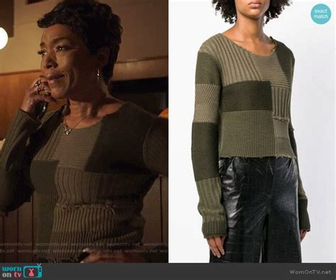 wornontv athena s green ribbed patchwork sweater on 9 1 1 angela bassett clothes and