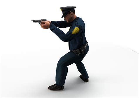 Policeman Gun In Hand Ready To Shoot Cgtrader