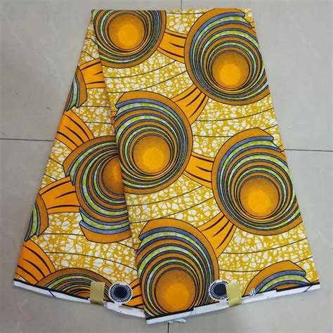 Kw New Yellow African Wax Print Fabric Ankara Cotton Fabrics Batik