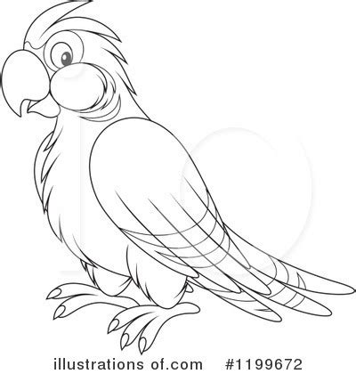 Parrot black and white cartoon. Parrot Clipart #1199672 - Illustration by Alex Bannykh