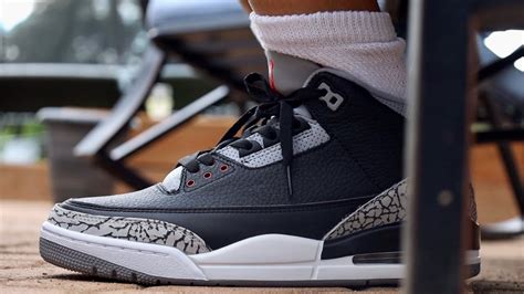 Air Jordan 3 Black Cement Reimagined On Foot Review Youtube