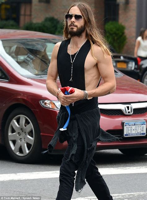 Jared Leto Shows Off Biceps And Chest In Tank Top With Cut Out Sides Daily Mail Online