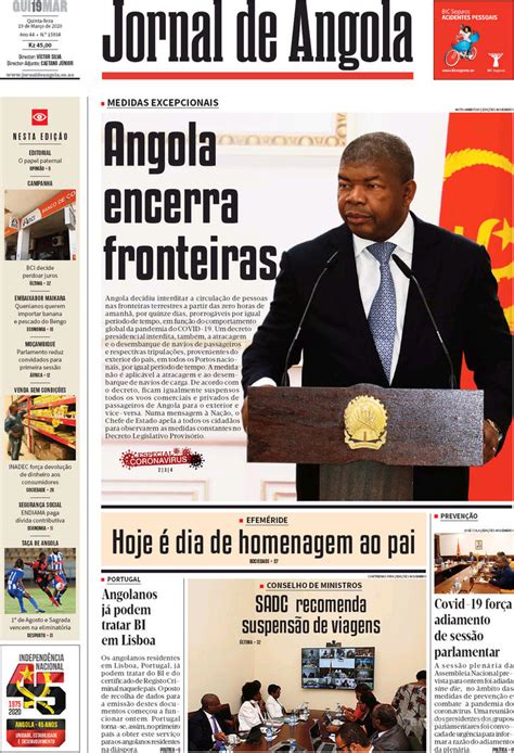 Capa Jornal De Angola De 2020 03 19