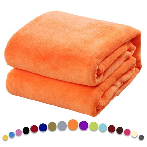 Howarmer Orange Fuzzy Bed Blanket Queen Size Soft Flannel Fleece