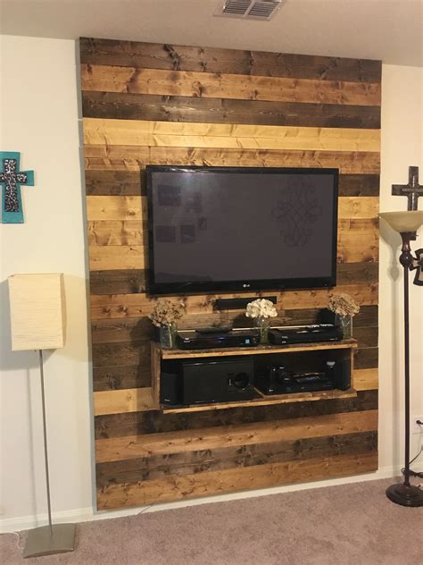 Tv Wall I Made From 1x6 Boards Tv Wall Decor Wall Paneling Diy