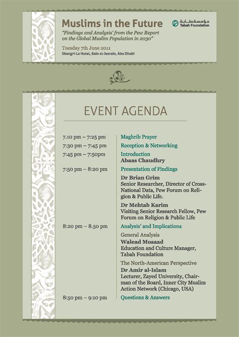 Invitation To Attend Event On Muslims In The Future Tabah Foundation