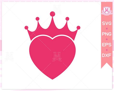 Crown Svg File Heart Svg Crown And Heart Princess Svg Prince Svg
