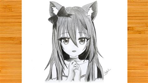 How To Draw Anime Wolf Girl Drawing Anime Neko Girl Step By Step
