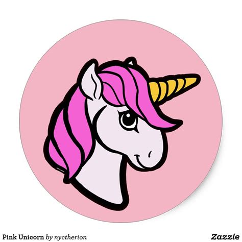 Pink Unicorn Classic Round Sticker Zazzle Unicorn Stickers Kawaii