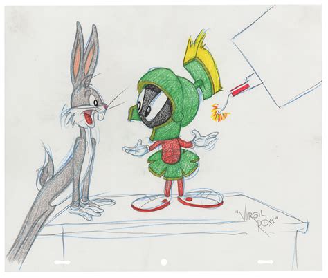 Virgil Ross Drawing Of Bugs Bunny And Marvin Martian