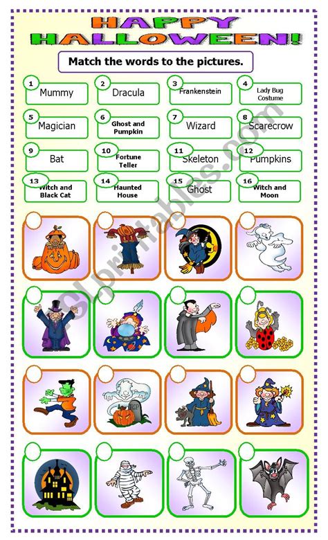 Halloween Matching1 Esl Worksheet By Teacher78