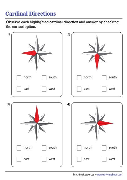 Cardinal Directions Worksheet