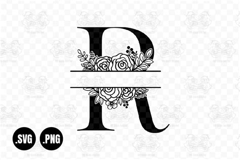 Flower Split Letter R Monogram Graphic By 99siamvector · Creative Fabrica