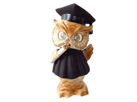 Owl Graduation T Figural Owl Still Bank Wearing Black Cap And Gown