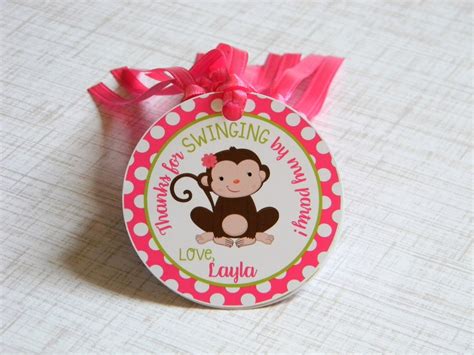 Monkey Favor Tags Monkey Thank You Tags Girl Monkey 1st Etsy