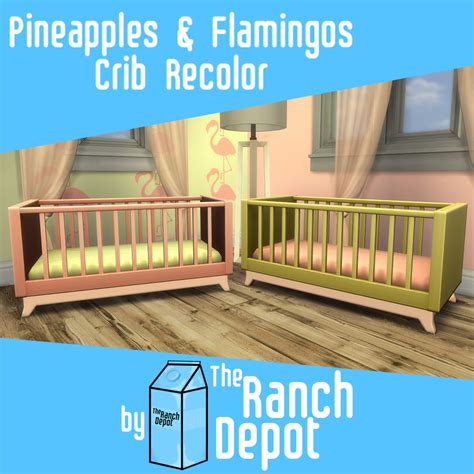 Base Game Crib Recolor Pineapples And Flamingos Nursery Set The Sims