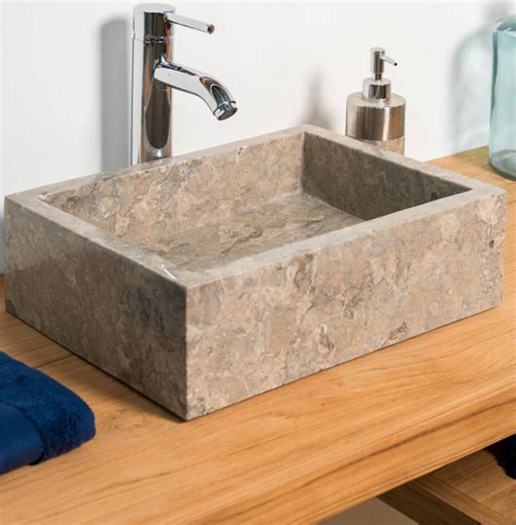 Grey Polished Rectangular Stone Sink 50 X 35 X 12cm