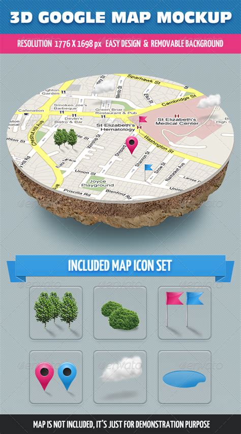 1024 × 768 file format: 3D Map Mockup #GraphicRiver 3D Google Map Mockup + map ...